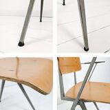 Chaise mid century accoudoirs marko holland bois métal marron noir vintage rétro chaise d'architecte