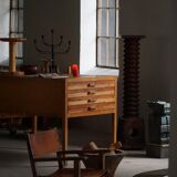 Pair of Spanish brutalist armchairs from the 1960s, wood and leather.
