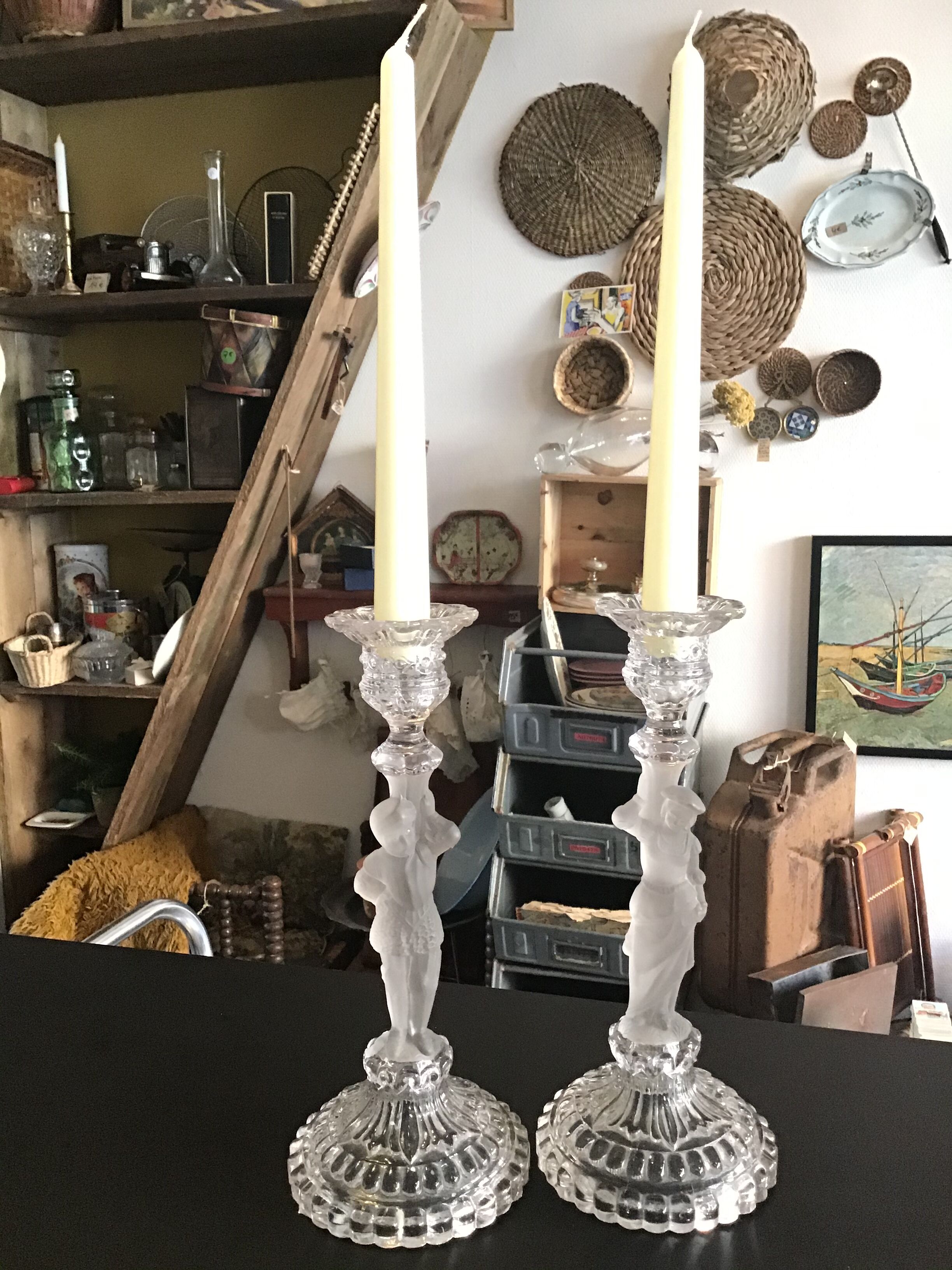 Pair of crystal candlesticks