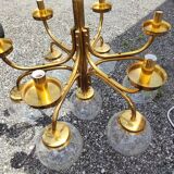 Extra Large Brass Chandelier: Mid-Century Italian 19-Bulb Pendant Light