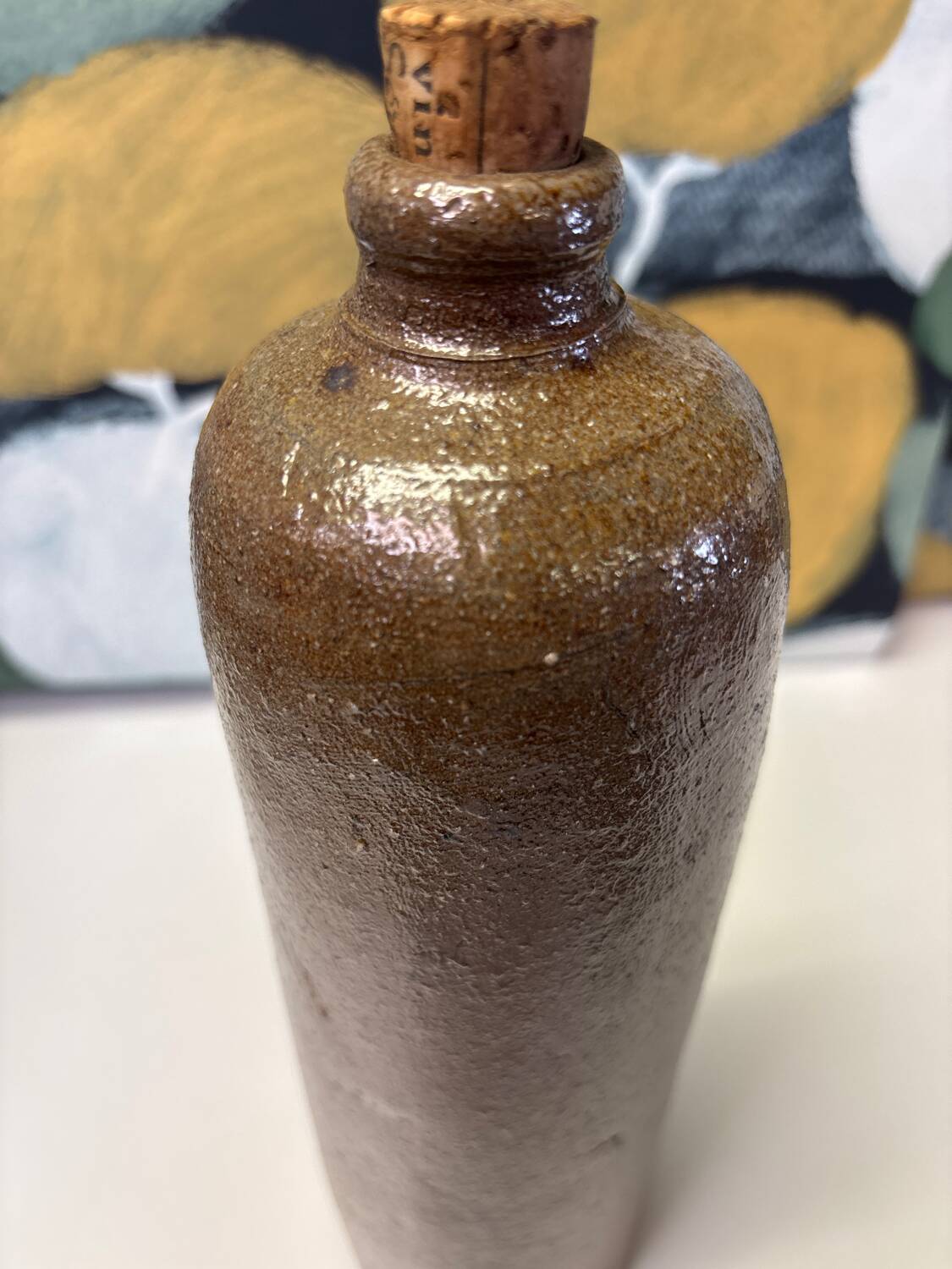 Antique grey stoneware bottle