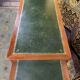 Louis XVI style flat desk in mahogany and green leather