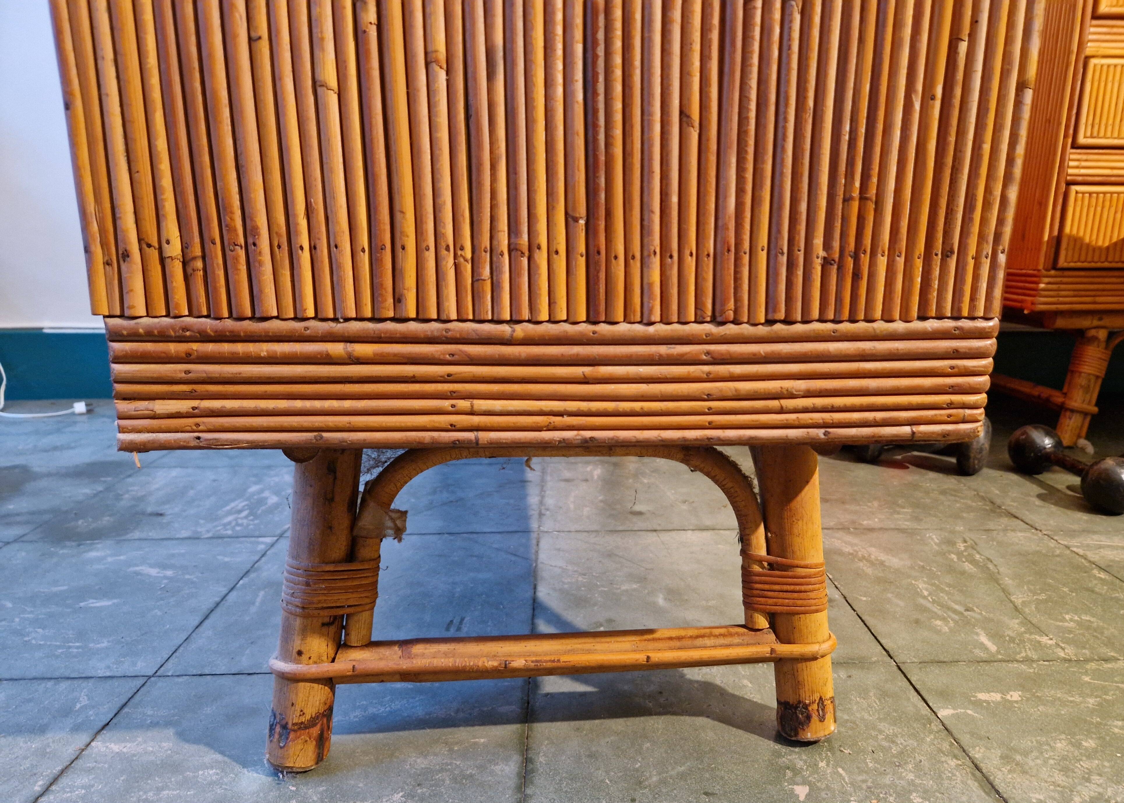 Wicker rattan bamboo wardrobe 1950 1960