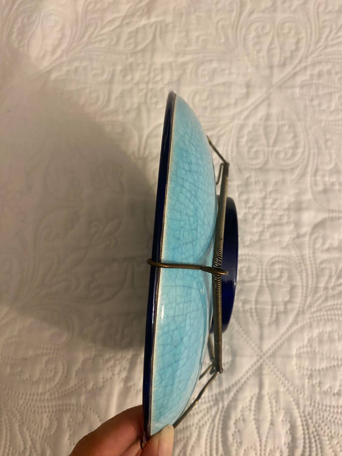 Longwy enamel compote bowl