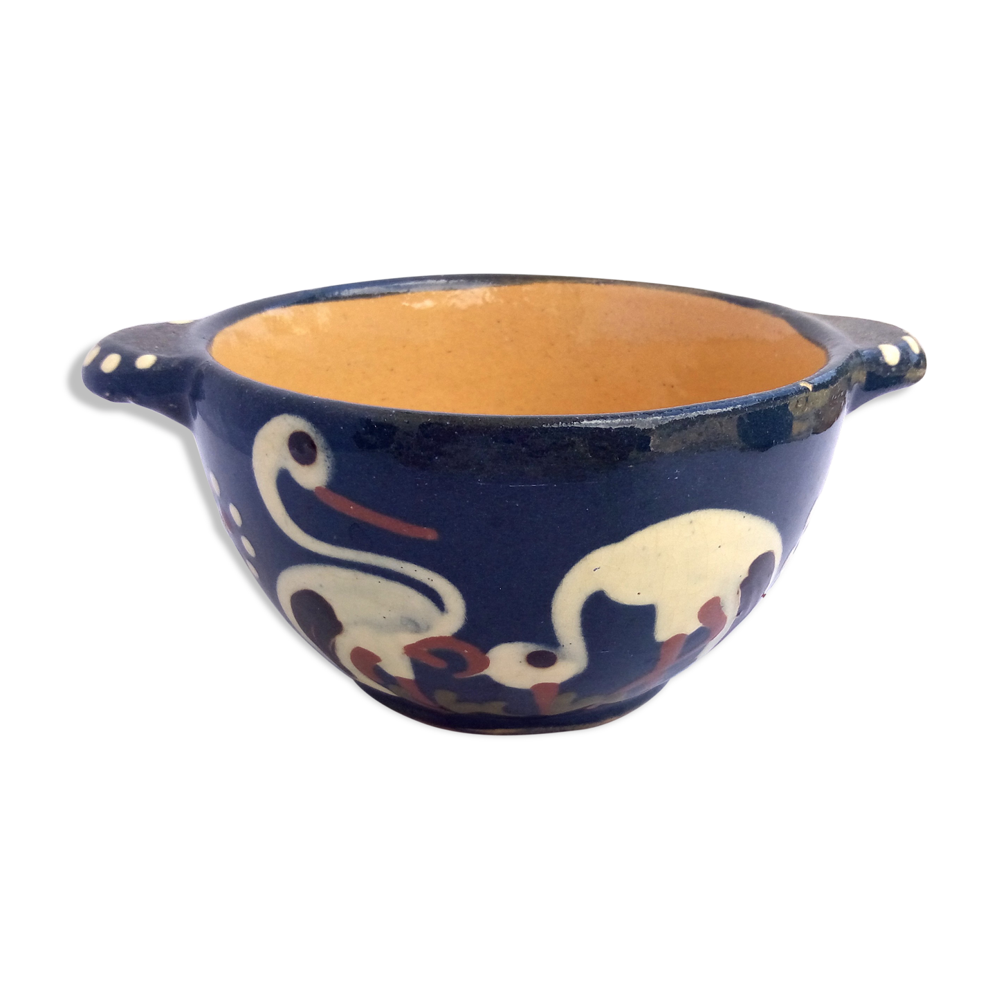 Blue ceramic Alsace bowl with storks