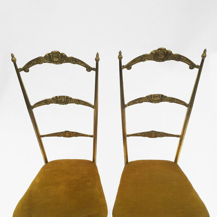 Paire de chaises en laiton, style Chiavari