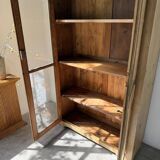 Glass cabinet or display case in pine 1950