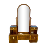 Dressing table art deco 1920 walnut magnifying glass portor marble