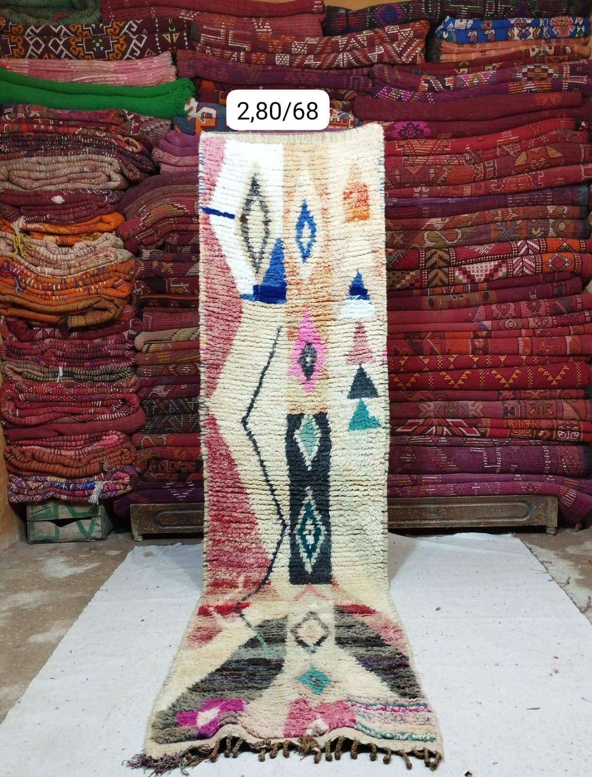 Handmade Berber Bohemian Wool Runner Rug