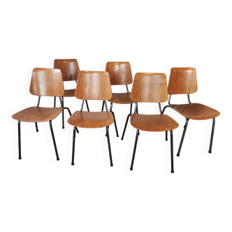 Set de 6 chaises empilables bois et métal