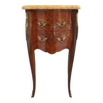 Louis XV style bedside table in marquetry rosewood