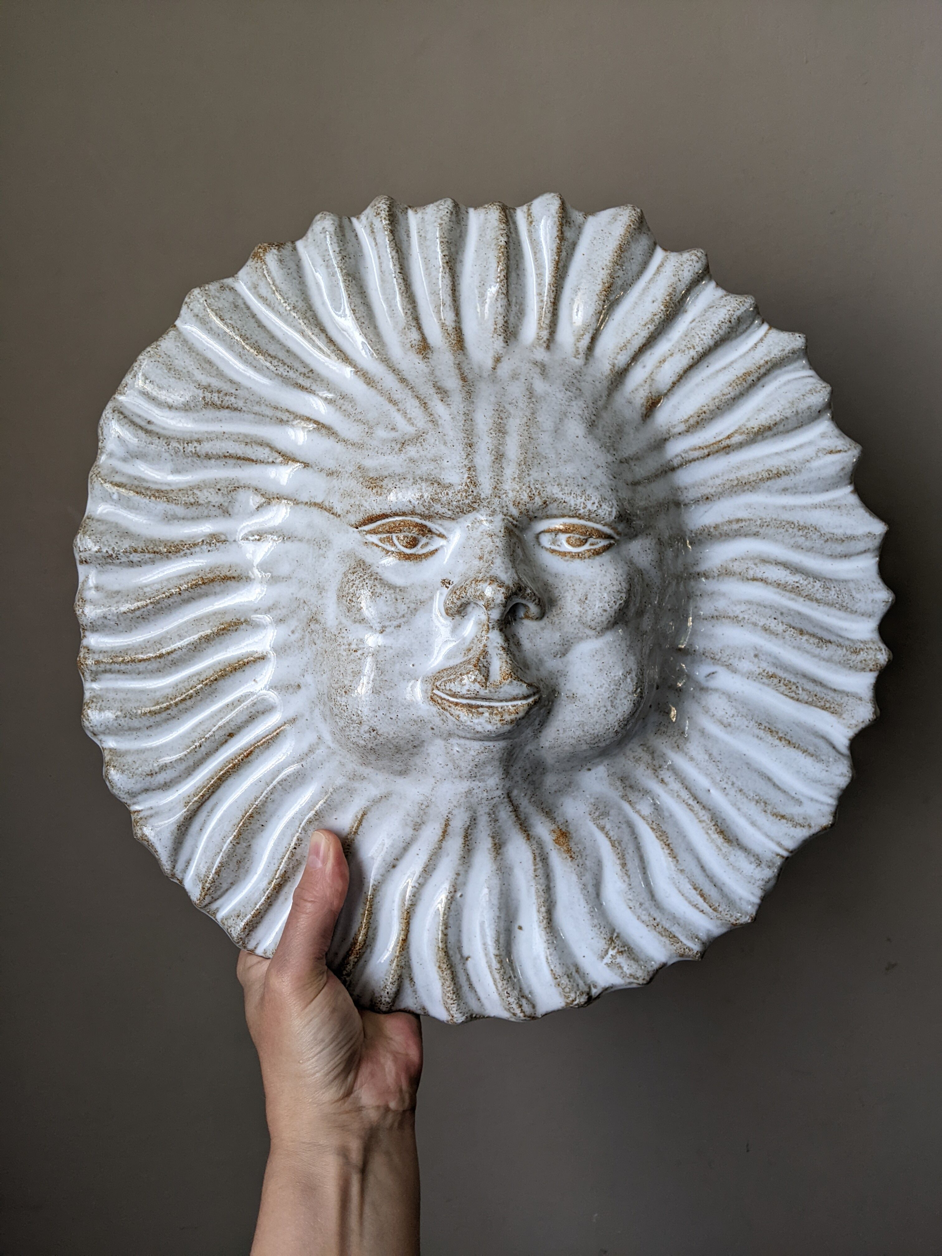 Handcrafted ceramic wall sun
