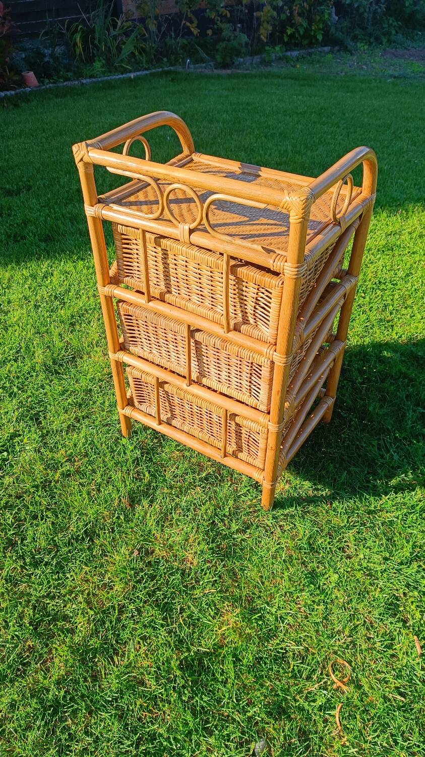 Commode, chiffonnier en rotin vintage