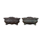 Set of Two Antique Cast Iron Flower Pots