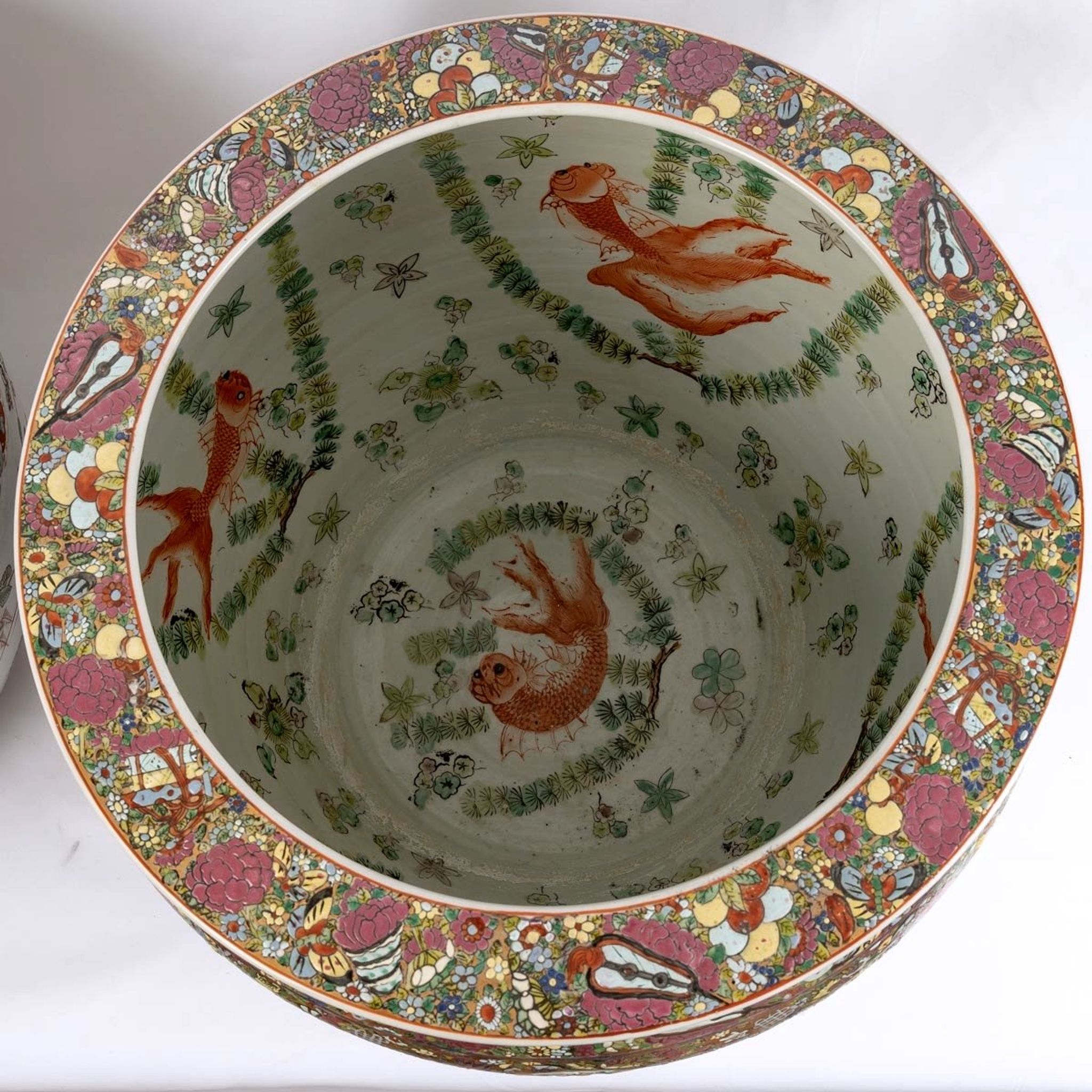 Pair fish aquarium - chinese porcelain - cloisonné enamel - canton - epoch: xxth century