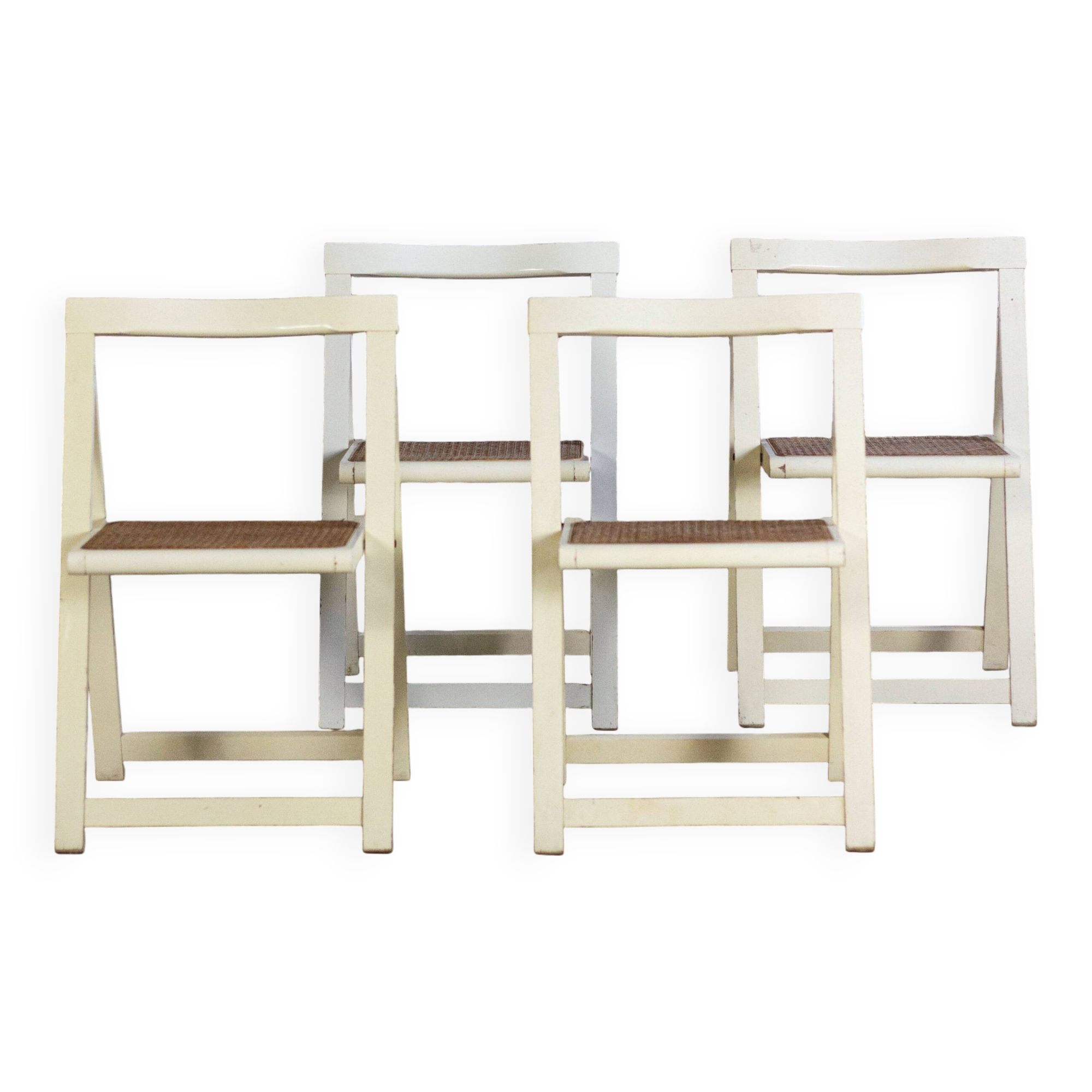 4 vintage folding cane chairs