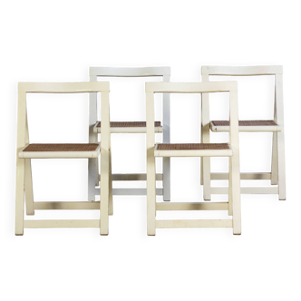 4 vintage folding cane chairs