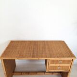 Pair of wicker and bamboo desks, Dal Vera, vintage
