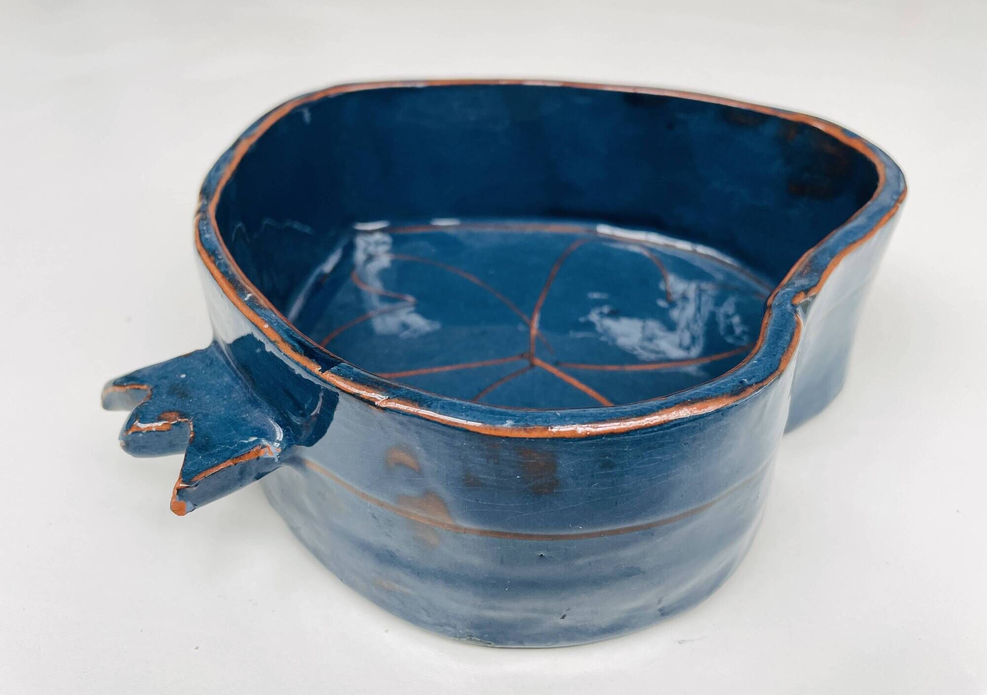 Small "Heart" dish or large blue glazed ceramic catchall.