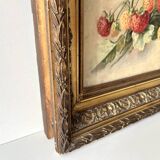 Oil on canvas of a still life with strawberries 1911, antique framed painting