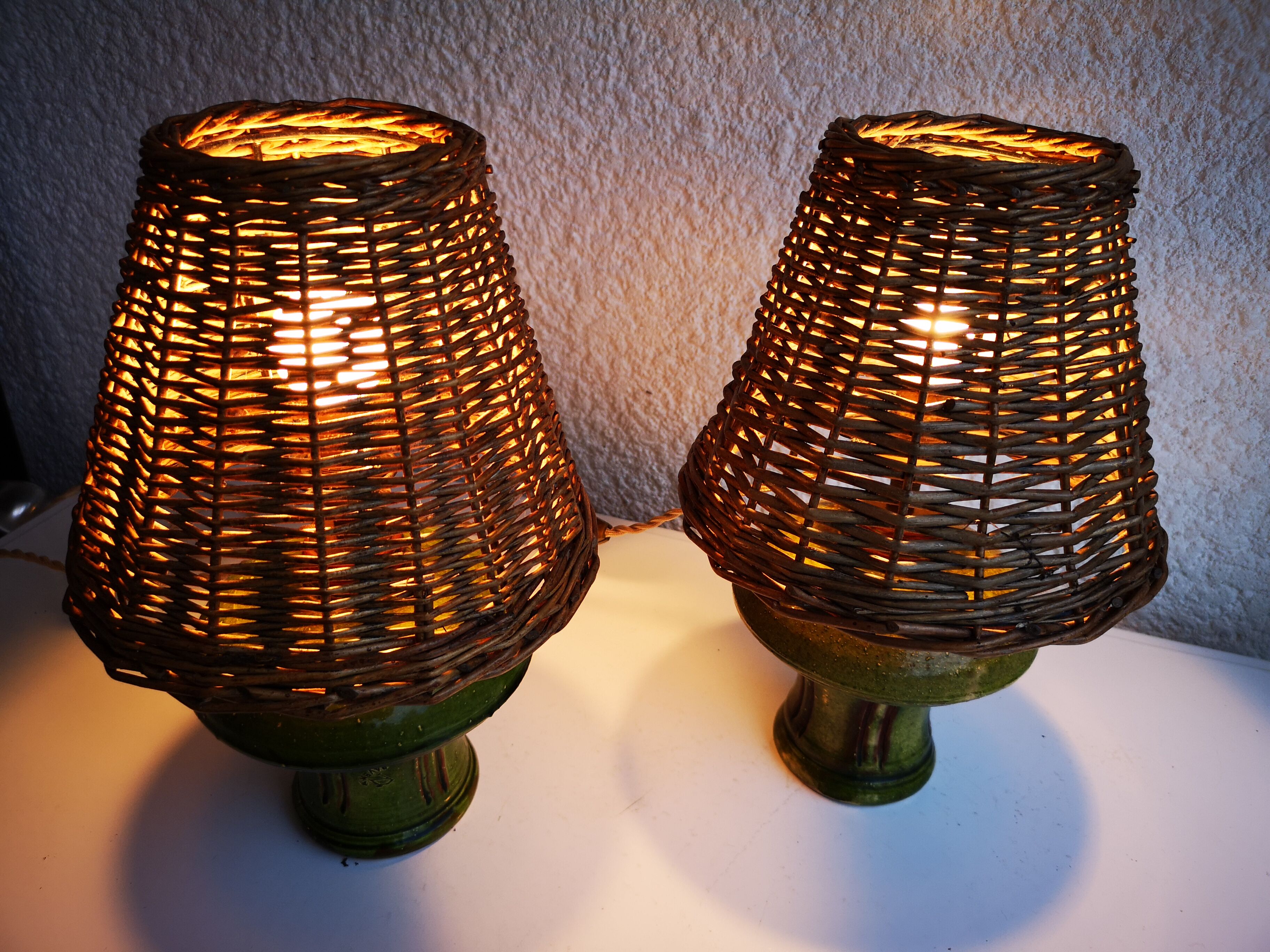 Pair of ceramic lamps