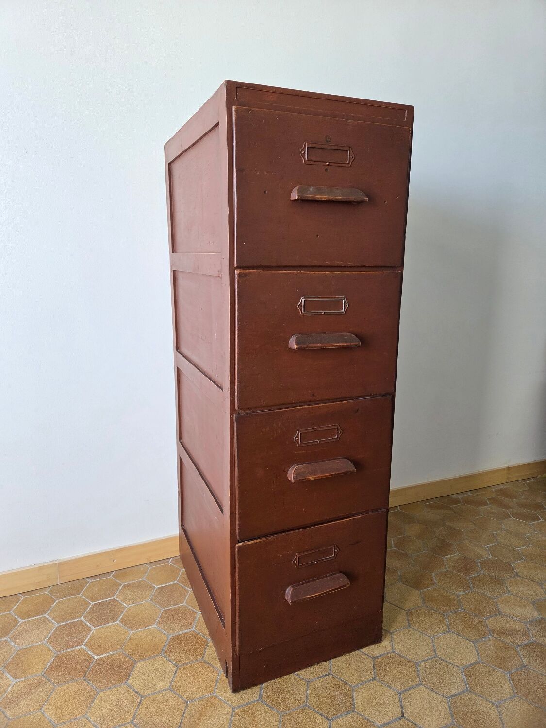 Antique wooden drawer unit filing cabinet