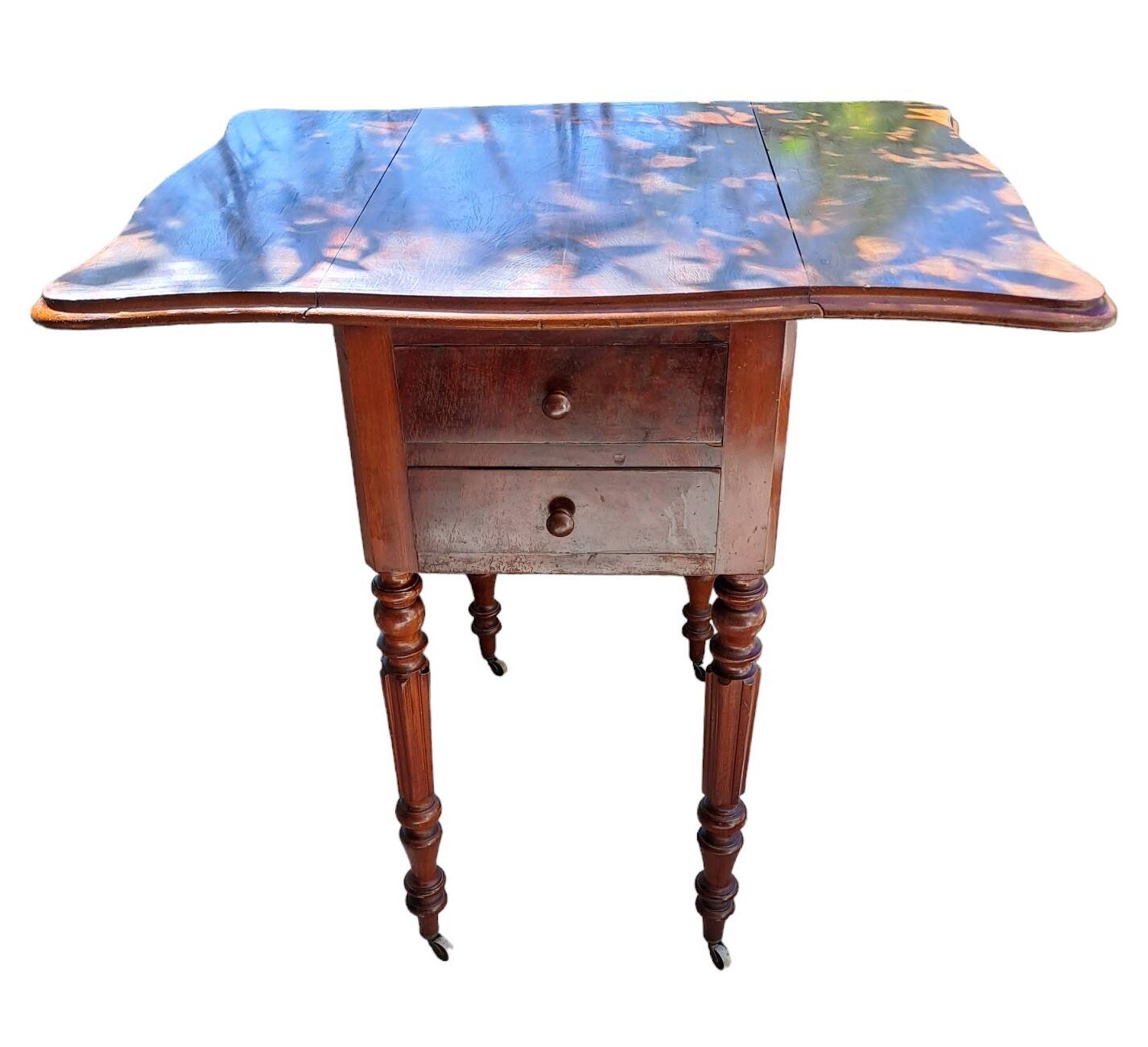 Foldable side table for washing or applying makeup in varnished solid wood 1920