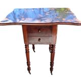 Foldable side table for washing or applying makeup in varnished solid wood 1920