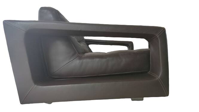 Leather lounge set – Steiner Paris – aluminium base – 1970s/1980s