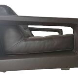 Leather lounge set – Steiner Paris – aluminium base – 1970s/1980s