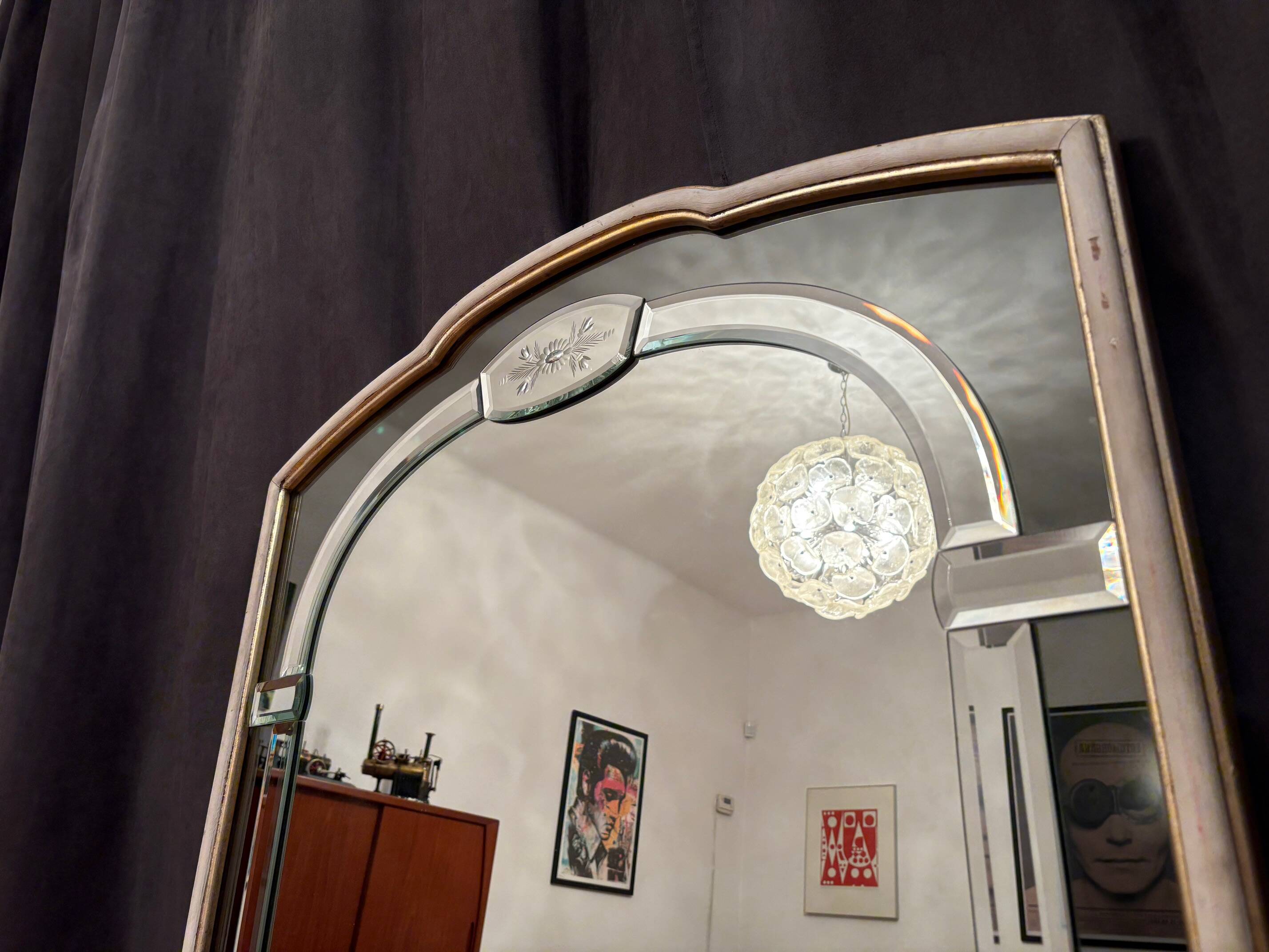 Large Crystal Mirror, Italy, 1960s