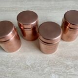 Set of 4 covered copper pots