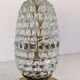 Italian mid-century table lamp with brass and creased murano glass