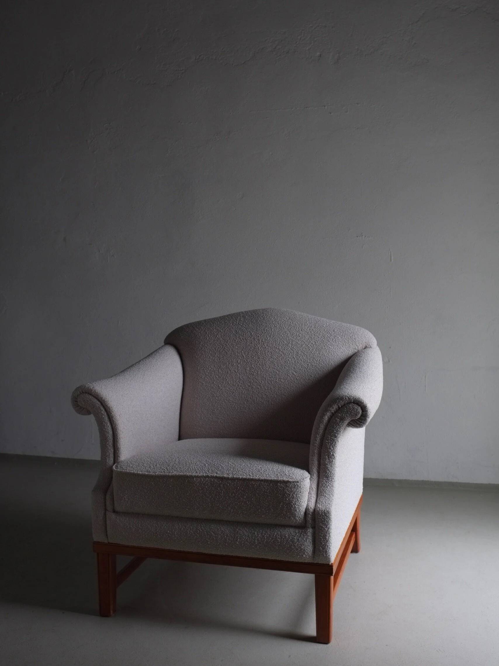 Grey boucle lounge chair | Sweden | 1940s