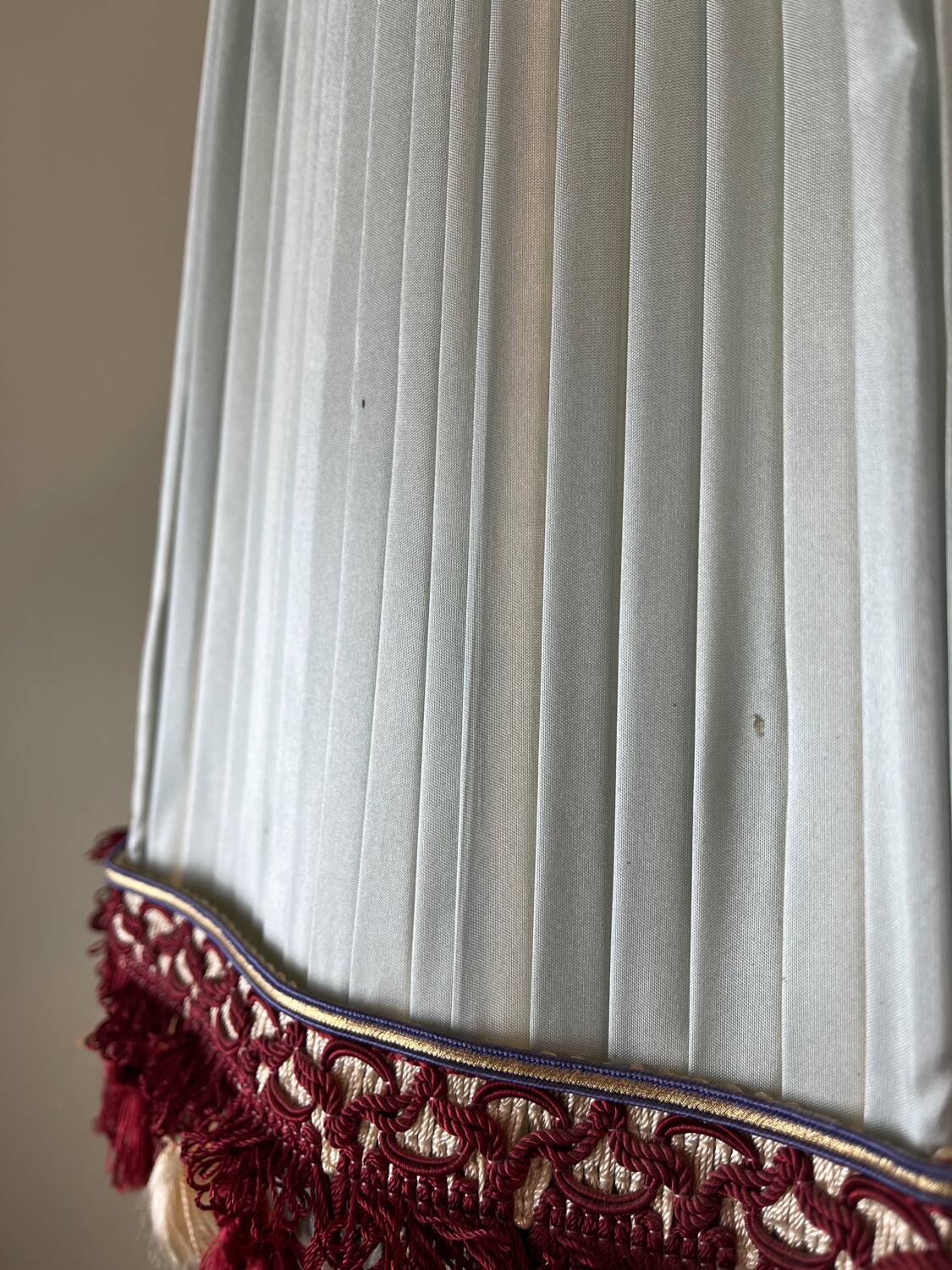 Grande lampe vintage en céramique rouge signée Drimmer – abat-jour pl