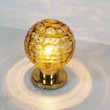 Pair of vintage amber glass and brass metal wall lamps by Doria