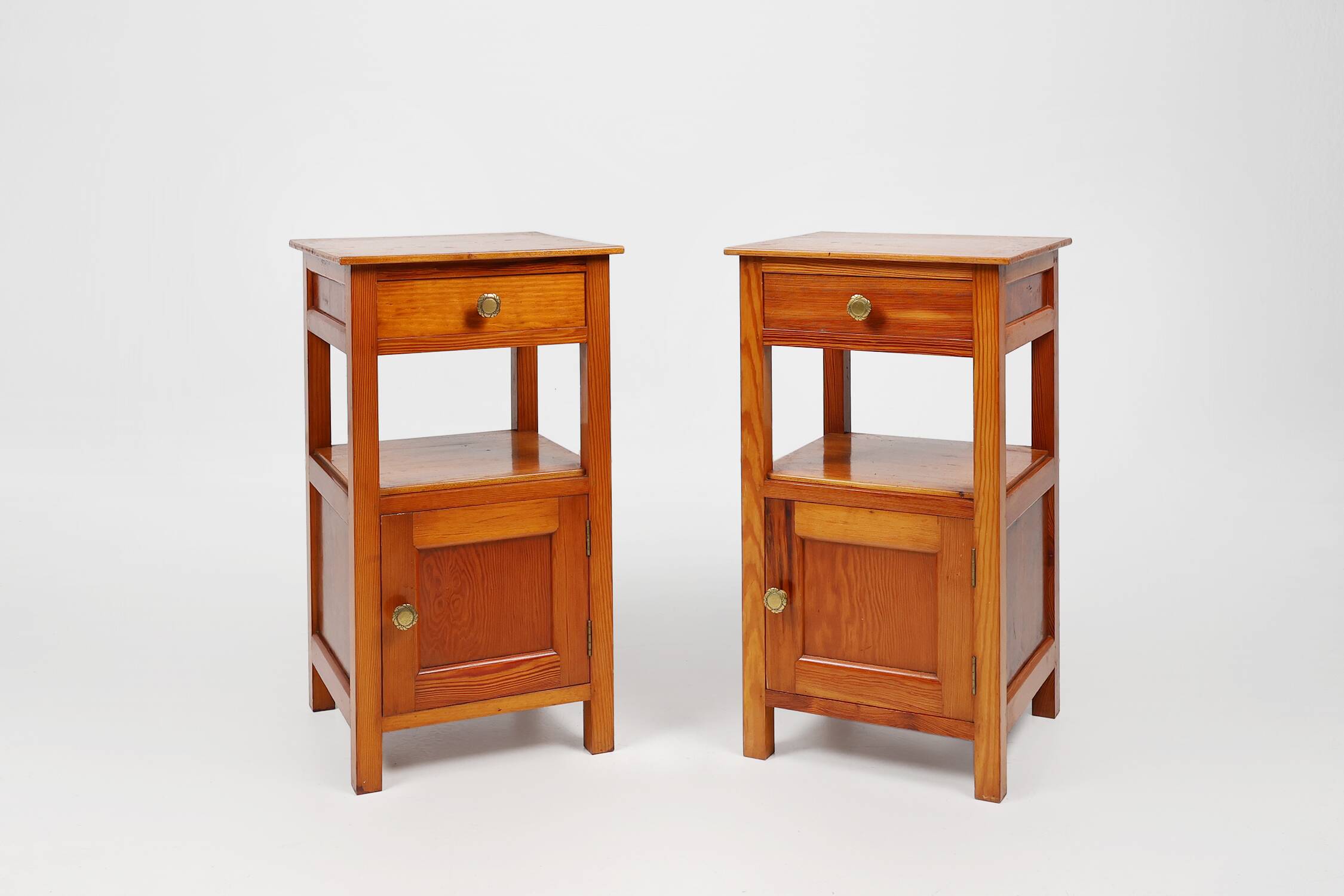 Pair of Art Deco Nightstands in wood, France 1940s