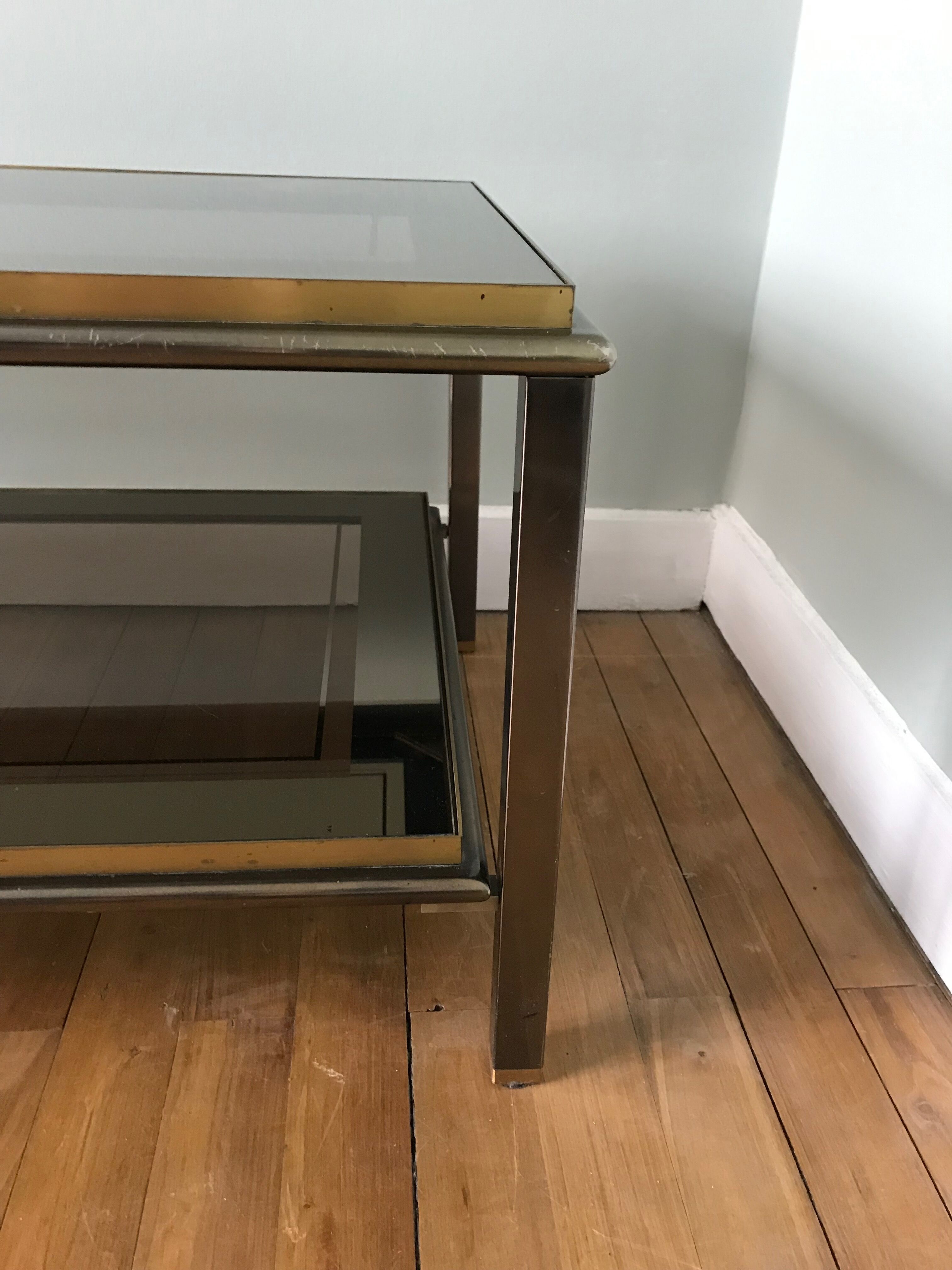 Coffee table in brass and chrome 1970