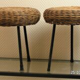 Low rattan stool
