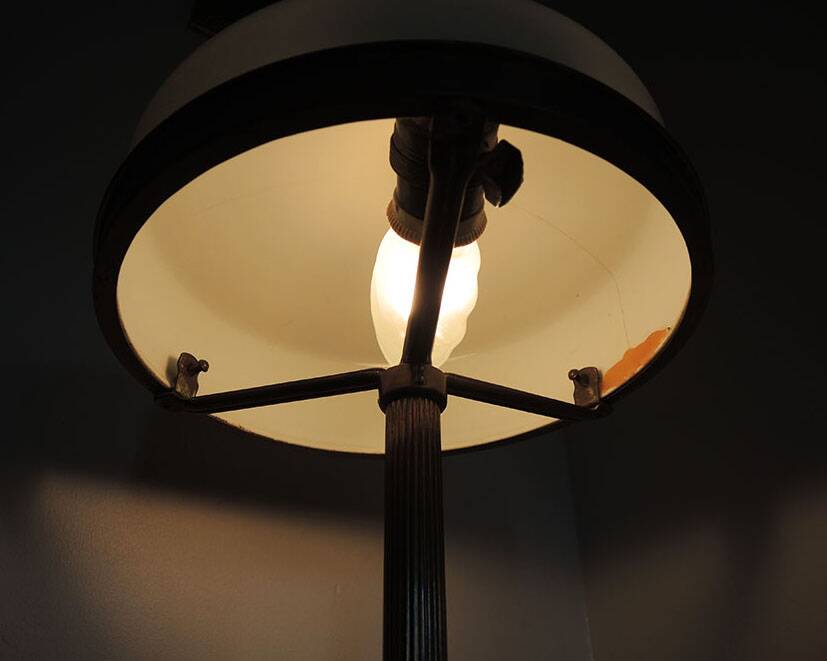 Old Art Deco Table Lamp in Brass & Glass