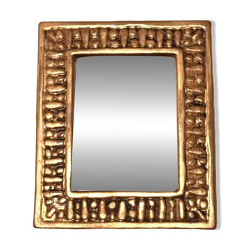 Miroir François Lembo en céramique doré