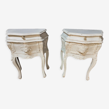 Pair of bedside tables painted Louis XV style