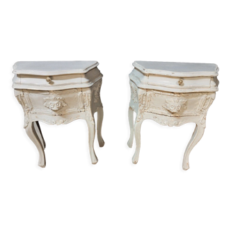 Pair of bedside tables painted Louis XV style