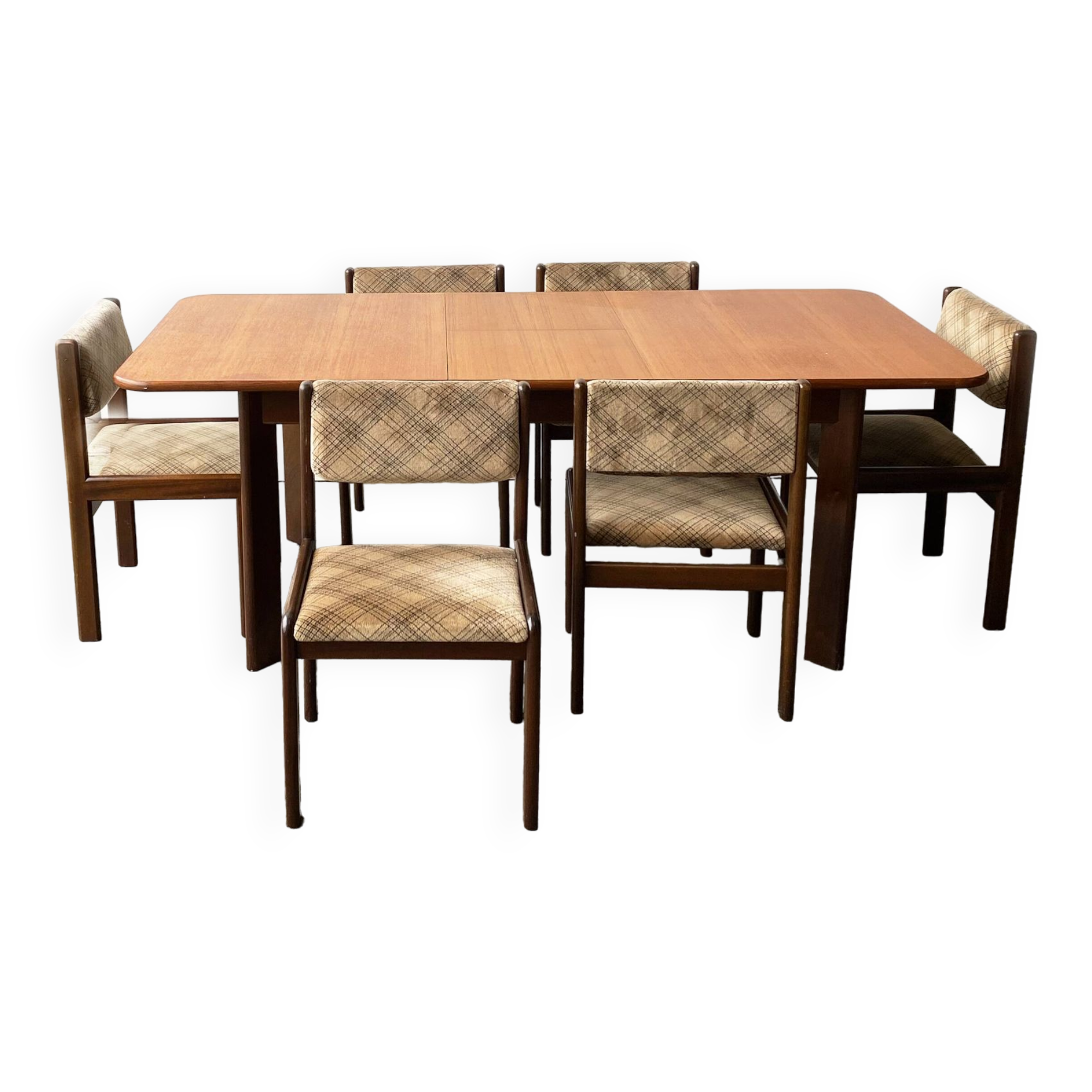 1960’s mid century G Plan dining table with 6 matching dining chairs