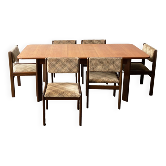 1960’s mid century G Plan dining table with 6 matching dining chairs