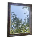 Large mirror with natural wood molding, gold fillet, beveled mirror, (La Gatvinière)
