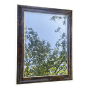 Large natural wood moulding mirror, gold fillet highlight, bevelled mirror, (La Gatvinière)
