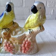 Vintage kitsch iridescent porcelain bird statuette