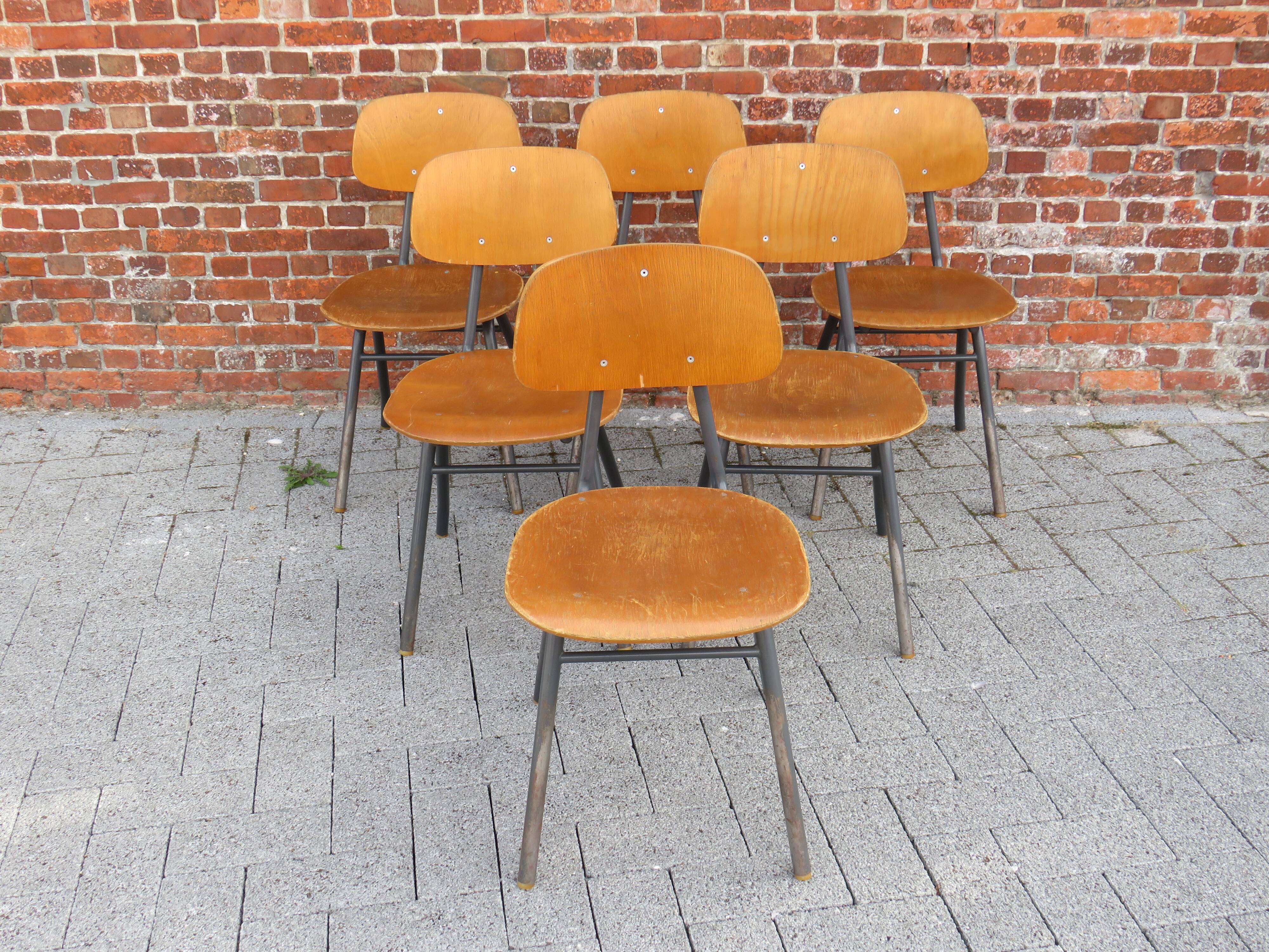Suite of 6 industrial chairs, Germany 1960