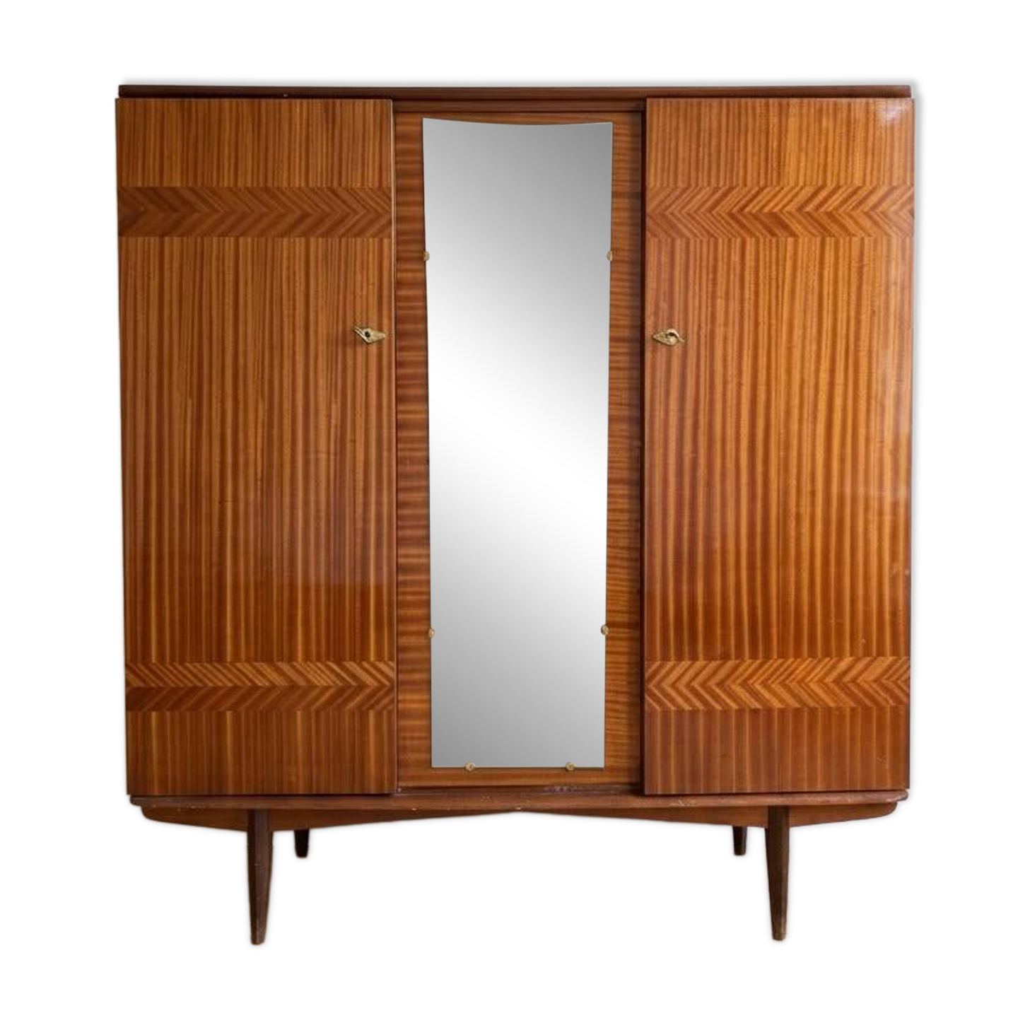 1950s wooden storage furniture with a mirror